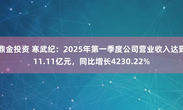 鼎金投资 寒武纪：2025年第一季度公司营业收入达到11.11亿元，同比增长4230.22%